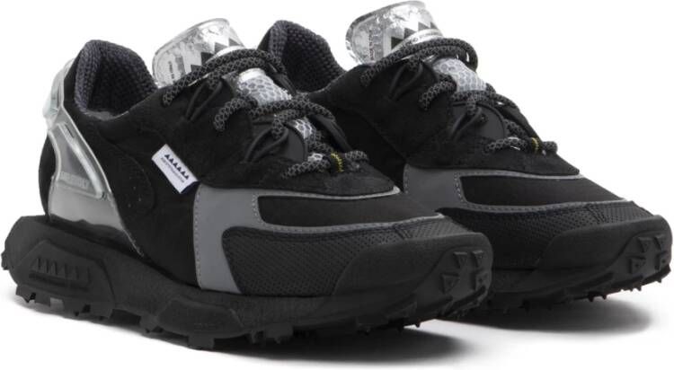 RUN OF Denim Suede Sneaker met Zwarte Zolen Black Heren