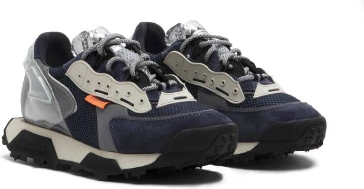 RUN OF Denim Suede Sneakers met Zwart & Wit Zolen Multicolor Heren