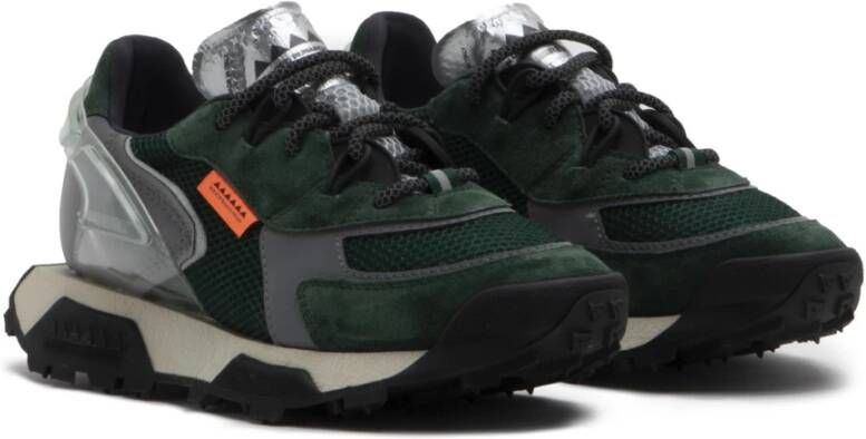 RUN OF Groene Suède Sneakers met Zwart & Wit Zolen Green Dames