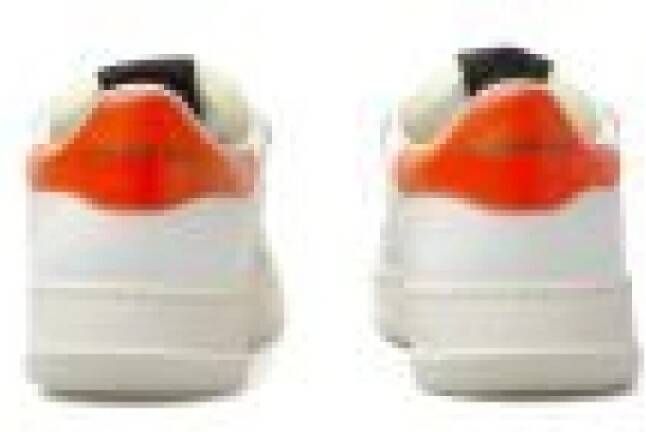 RUN OF Klassieke witte leren sneakers met oranje inzetstukken White Dames