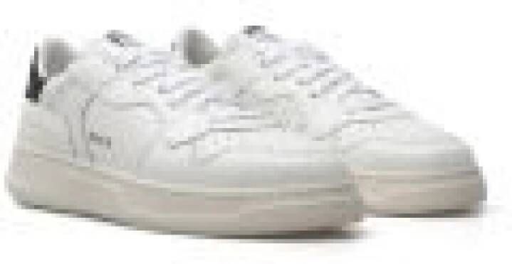 RUN OF Klassieke witte leren sneakers met zwarte inzetstukken White Heren