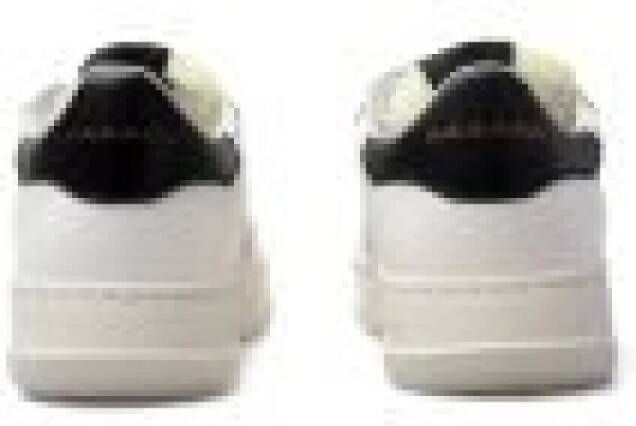 RUN OF Klassieke witte leren sneakers met zwarte inzetstukken White Heren