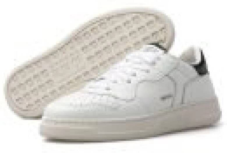 RUN OF Klassieke witte leren sneakers met zwarte inzetstukken White Heren