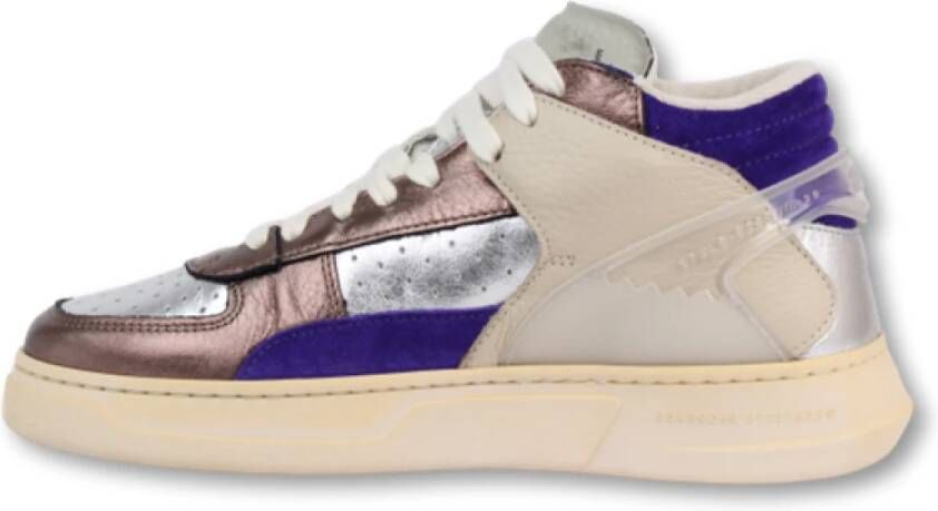 RUN OF Metallic Roze Leren Sneaker Multicolor Dames