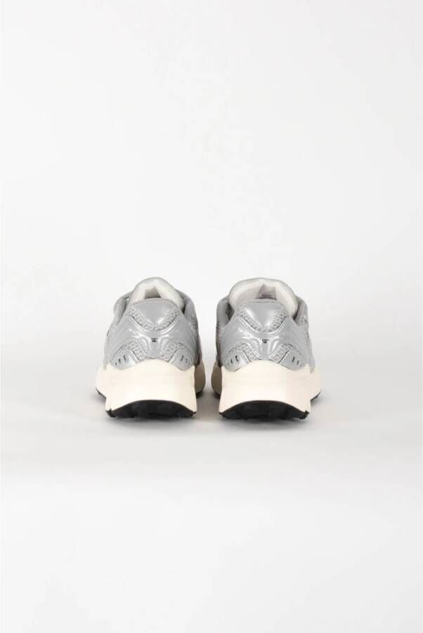 RUN OF Metallica Zilver Leren Sneakers Gray Dames