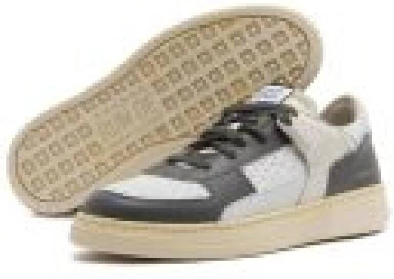 RUN OF Vintage Stijl Leren Sneakers Gray Heren