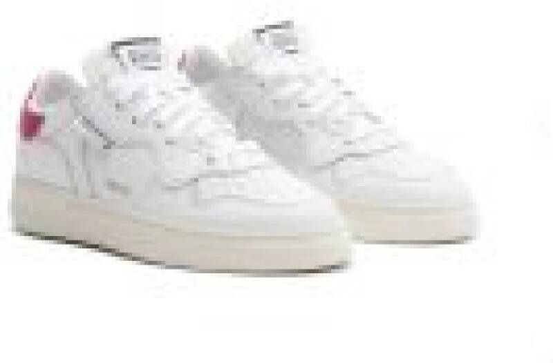 RUN OF Witte Leren Sneakers met Roze Inzetstukken White Dames