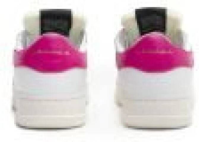 RUN OF Witte Leren Sneakers met Roze Inzetstukken White Dames