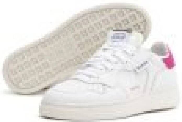 RUN OF Witte Leren Sneakers met Roze Inzetstukken White Dames