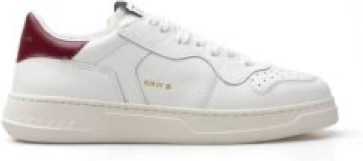 RUN OF Witte Leren Sneakers met Wijnkleurige Inzetstukken White Dames