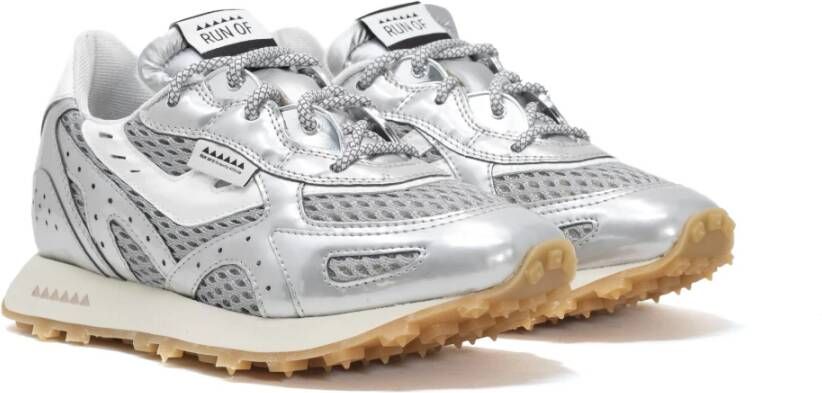 RUN OF Zilver Satijnen Sneakers Gray Heren