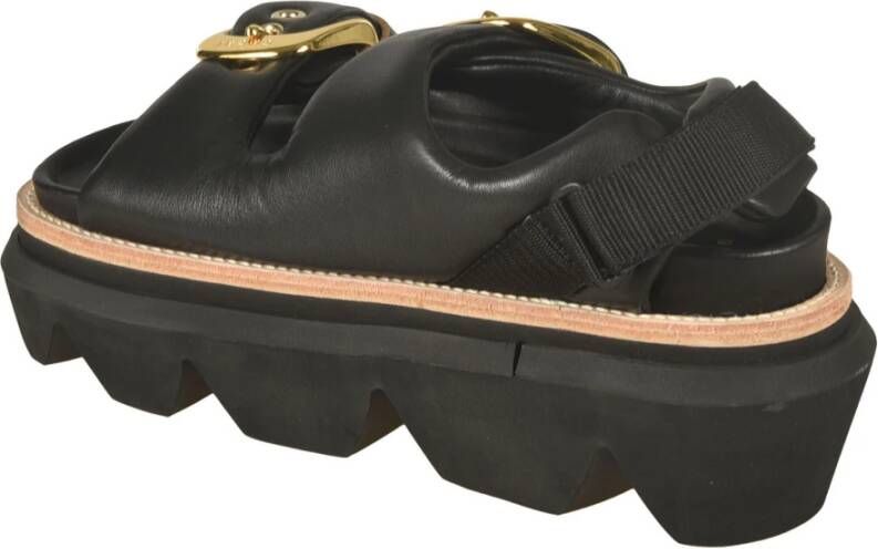 Sacai Flat Sandals Black Dames