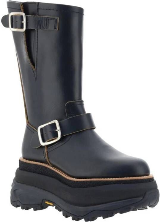 Sacai Verstelbare Engineer Boots met Gestructureerde Zool Black Dames