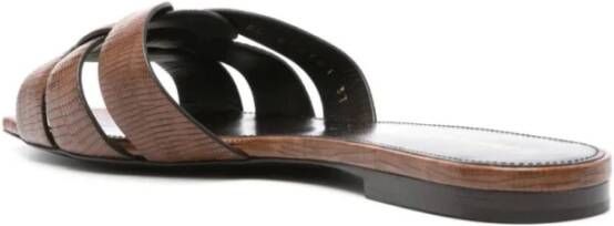 Saint Laurent Bruine Tribute Slide Sandaal Brown Dames