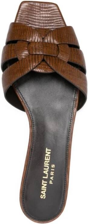 Saint Laurent Bruine Tribute Slide Sandaal Brown Dames