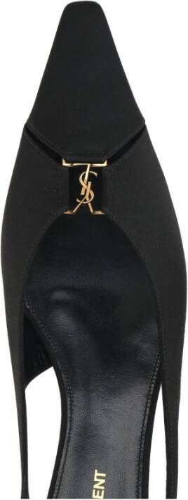 Saint Laurent Babylone Satin Slingback Flats Black Dames