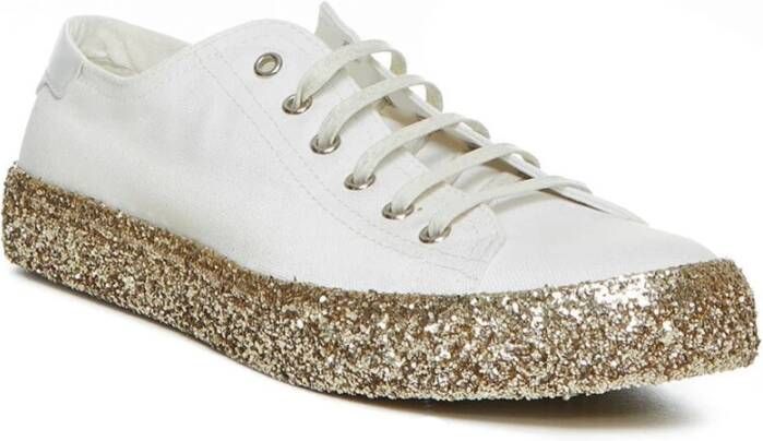 Saint Laurent Bedford Lage Sneakers met Glitterdetail White Dames