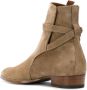 Saint Laurent Beige Leren Enkellaarzen Metalen Gesp Beige Heren - Thumbnail 3