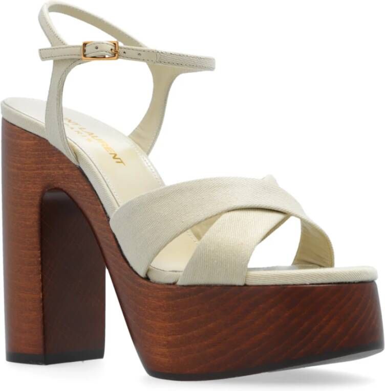 Saint Laurent Bianca platform sandalen Beige Dames