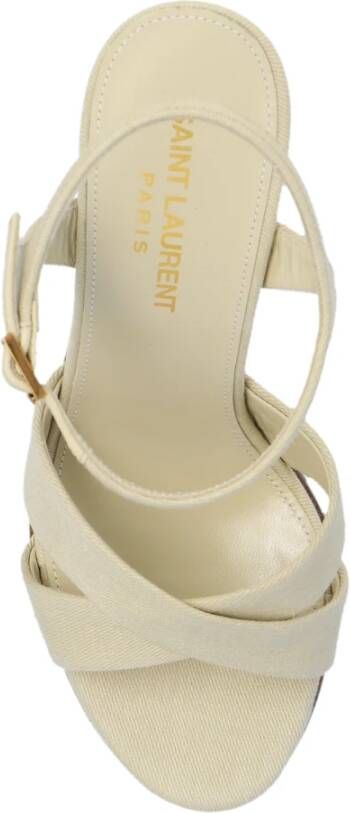 Saint Laurent Bianca platform sandalen Beige Dames