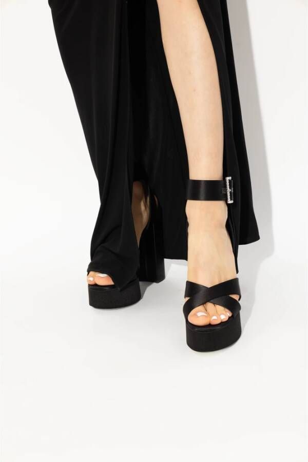 Saint Laurent Bianca platform sandalen Black Dames