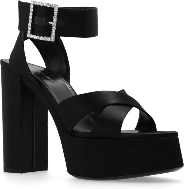 Saint Laurent Bianca platform sandalen Black Dames