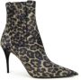 Saint Laurent Luipaardprint Suède Enkellaarzen Bruin Dames - Thumbnail 3