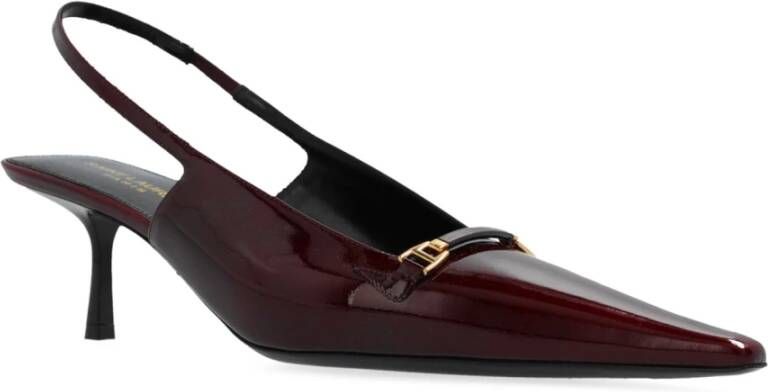 Saint Laurent Bordeauxrode Leren Slingback Pumps Red Dames