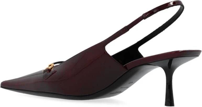 Saint Laurent Bordeauxrode Leren Slingback Pumps Red Dames