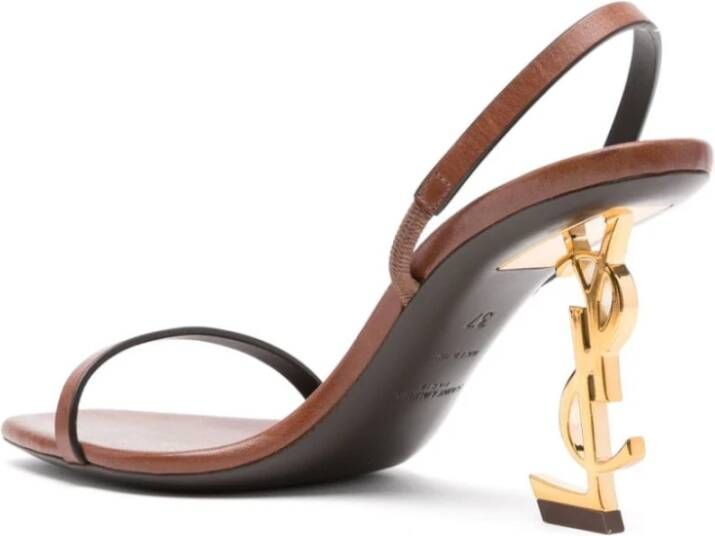 Saint Laurent Bruin Leren Sandalen Vierkante Neus Brown Dames