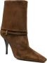 Saint Laurent Bruine leren enkellaarsjes Cassandre stijl Brown Dames - Thumbnail 2