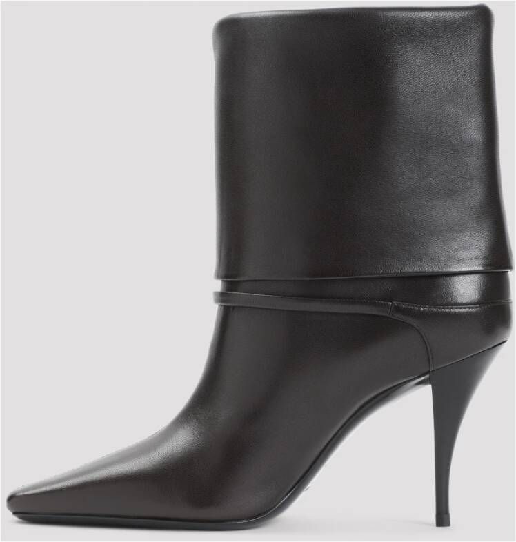 Saint Laurent Bruine Leren Enkellaarzen voor Vrouwen Black Dames