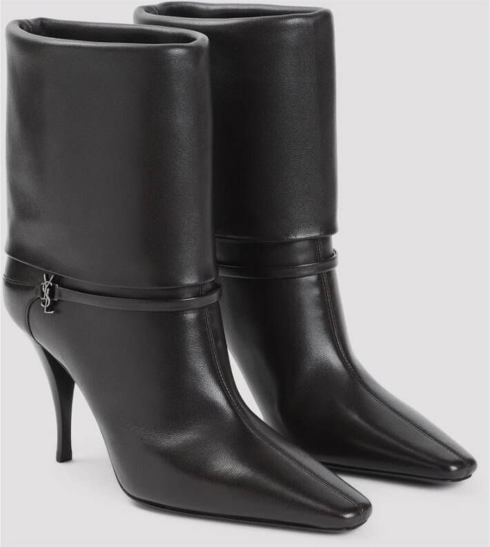 Saint Laurent Bruine Leren Enkellaarzen voor Vrouwen Black Dames