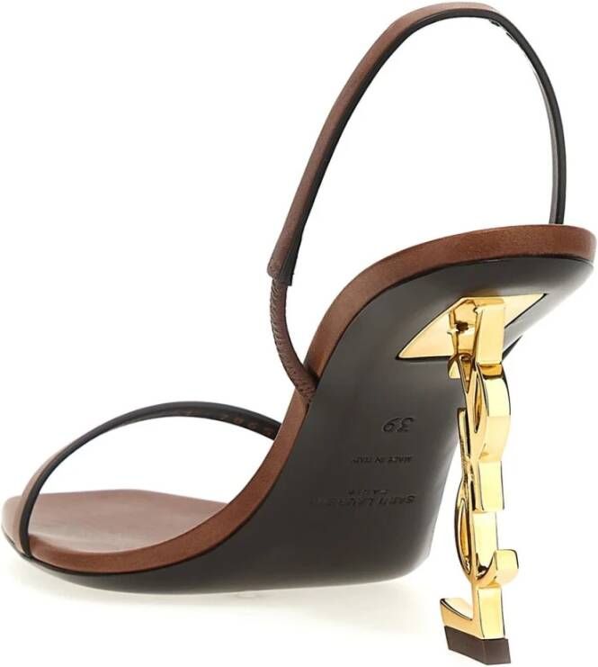 Saint Laurent Bruine Leren Sandalen Elegante Stijl Brown Dames