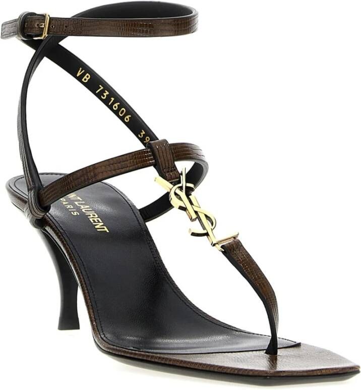 Saint Laurent Bruine Leren Sandalen Ss22 Brown Dames