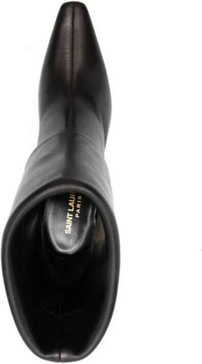 Saint Laurent Bruine leren stilettohak laarzen Black Dames