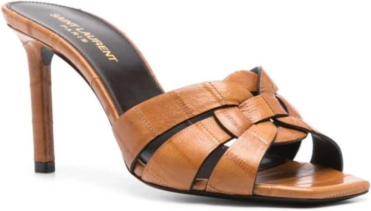 Saint Laurent Bruine sandalen met krokodillenhuid effect Brown Dames