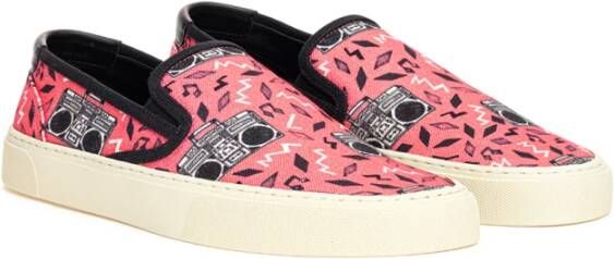 Saint Laurent Canvas Slip-On met Radio Print Multicolor Dames