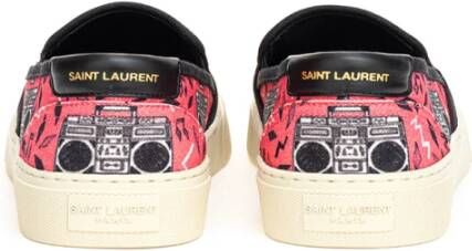 Saint Laurent Canvas Slip-On met Radio Print Multicolor Dames