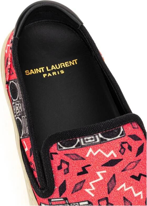 Saint Laurent Canvas Slip-On met Radio Print Multicolor Dames