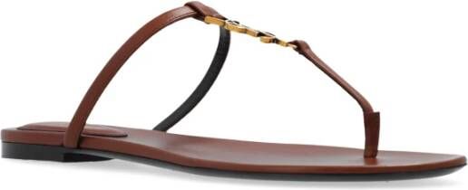 Saint Laurent Cassandra Slides Brown Dames