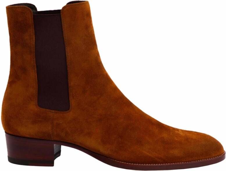 Saint Laurent Verhoog je stijl met Wyatt Chelsea Boots Bruin Heren