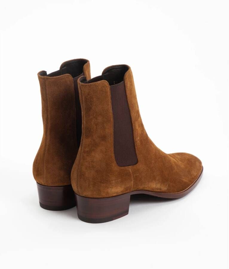 Saint Laurent Verhoog je stijl met Wyatt Chelsea Boots Bruin Heren