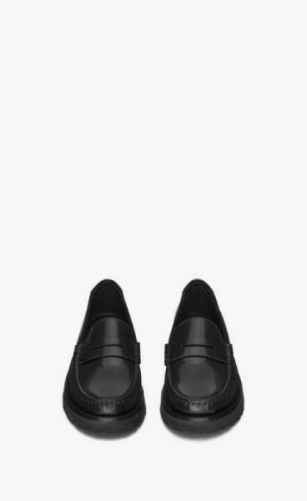 Saint Laurent Dikke leren mocassins met Cassandre-detail Black Dames