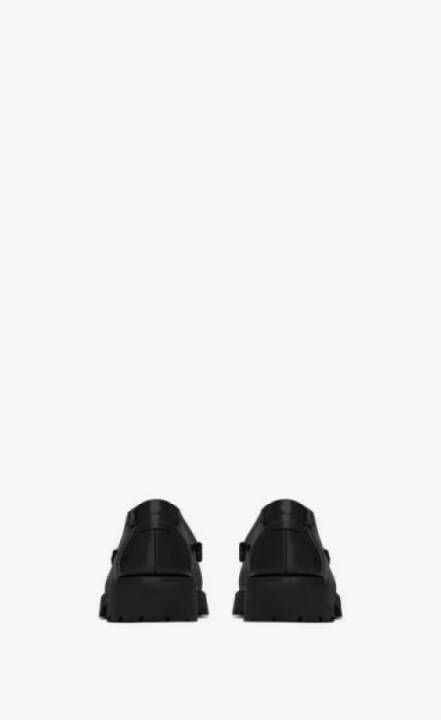 Saint Laurent Dikke leren mocassins met Cassandre-detail Black Dames