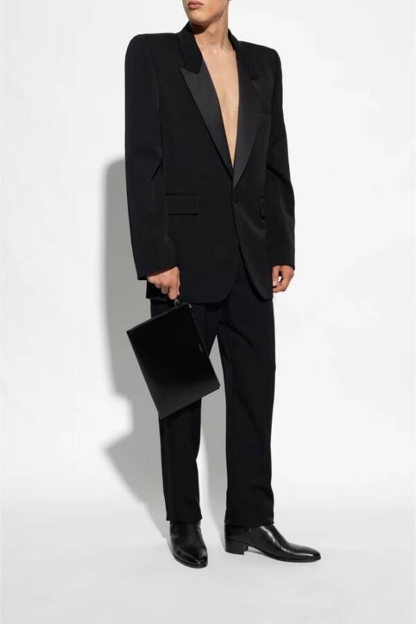 Saint Laurent Dorian enkellaarzen met hak Black Heren