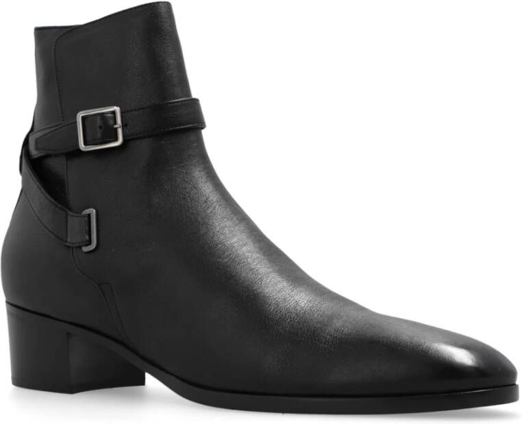 Saint Laurent Dorian enkellaarzen met hak Black Heren