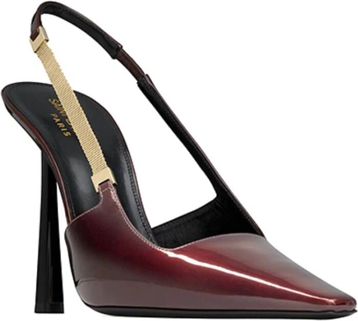 Saint Laurent Elegant Slingback Pumps Brown Dames