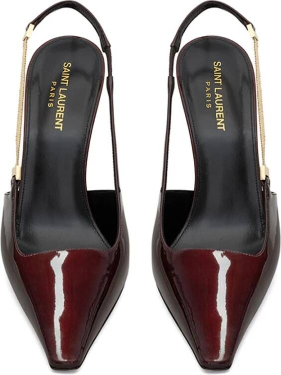 Saint Laurent Elegant Slingback Pumps Brown Dames