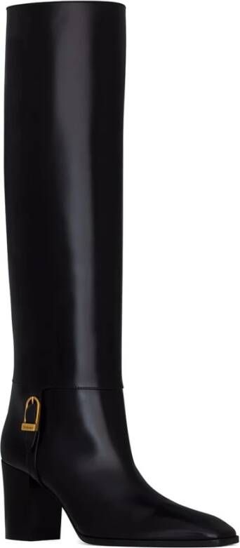 Saint Laurent Elegante Leren Enkellaarzen Black Dames